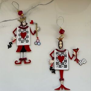 Karen Rossi Silvestri Metal Art King & Queen of Hearts Painted Ornaments Decor
